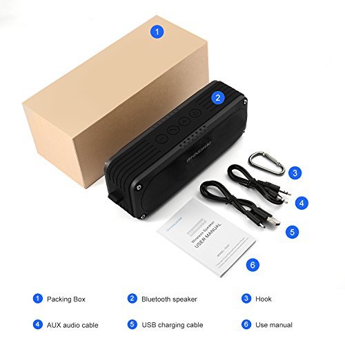 Portable Boom 2 Bluetooth Speaker Waterproof Wireless Stereo Speakerphone,Outdoor Mbluetooth Speakers Output Soundbox for iPhone Samsung, Camping, Pool, Beach, Barthroom, Home