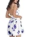 FANCYINN Women’s Floral Print Short Dress Spaghetti Strap Backless Mini Skater Dress Blue Floral S