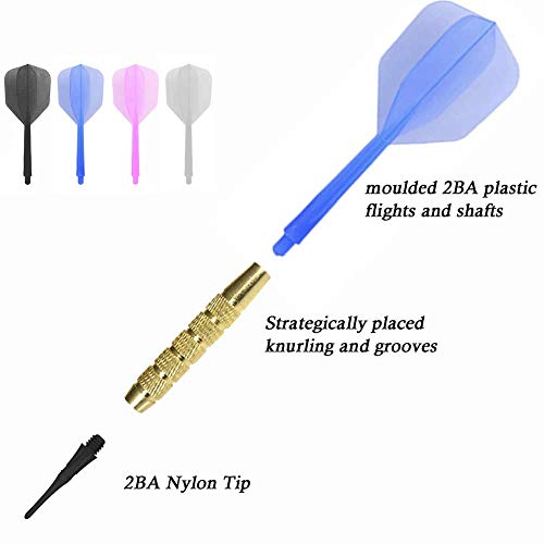 Bar Darts - Plastic Tip Darts Set - 12 Pcs 16 Grams Soft Tip Dart for Electronic Dart Board - Plastic Darts Shafts and Flights, 60 Extra Safety Tips