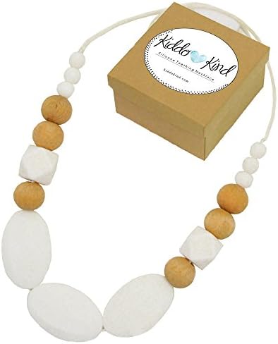 Kiddo Kind Silicone Teething Beads Necklace for Breastfeeding Mothers, White