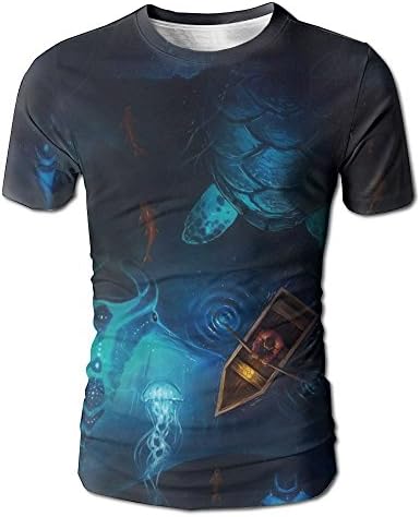 Babazaide Mans The Monster Under The Ocean Simple Short Sleeve Shirts Fashion Printed T Shirt Tunic Tops