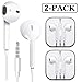 Generic Earbuds/Earphones/Headphones Microphone Stereo Compatible with The iPhone 6 s/s / 6/5 5/4 s/SE/Apple iPod 3.5 mm Devices 2 Pack (White)