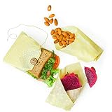 Beeswax wrap - Beeswax food wrap - Lunch Pack Reusable, Natural Healthy and Biodegradable Wraps Handmade, Non-Toxic & Plastic Free Food Wraps - Includes 1 Sandwich Wrap, 2 Medium
