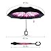 iTrunk Double Layer Reverse Folding Umbrella With C-Shaped Hands free Handle - UV Protection Windproof Waterproof for Outdoor and Car Use Daisy Pink