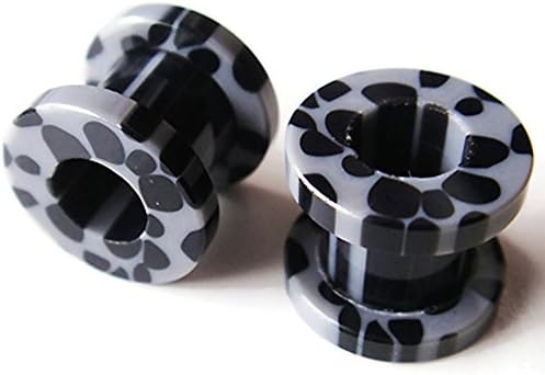 Pair 0g 0 Gauge 8mm Uv Acrylic Lobe Screw Flesh Tunnels Ear Plugs Rings Earlets Tunnel Body Piercing