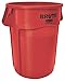 Rubbermaid Commercial Products BRUTE Heavy-Duty Round Vented Trash Can/Container without Lid, 55-Gallon, Red, for Landscapers/Construction Sites/Restaurants/Back of House/Offices/Warehouses
