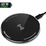 Qi Wireless Charger LUXSURE Qi Wireless Charging Pad 10W Compatible with Samsung Galaxy S10/S9/S8/Note9/Note8, 7.5W Compatible with iPhone XR/XS/X/8, 5W Compatible with All Qi-Enabled Phones (Black)