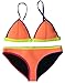 MUXILOVE Women Neoprene Bikini In Bright Color Neon Binding Swimsuit Swimwear