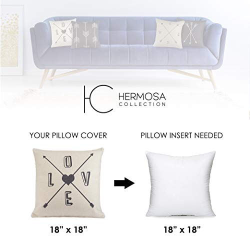 Hermosa Collection Contemporary Decorative Throw Pillow Covers (4 Pc. Set) 18 x 18 Cotton Linen Squares | Boho Neutral Colors | Living Room, Bedroom, Patio Decor | Couch, Sofa, and Bed Accessories