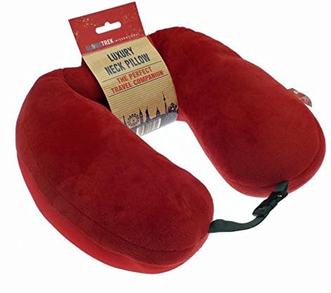 Globetrek International Luxury U Shape Travel Neck Pillow, Red