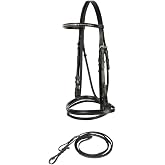 HORZE Weston Padded Leather Snaffle Bridle with Flash Noseband and Web Reins | English Bridle for Horses