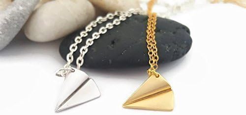 Paper plane necklace Silver or Gold chain and charm