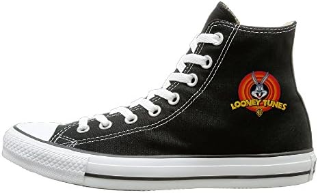 Candyy Bugs Bunny Wear-resisting Unisex Flat Canvas High Top Sneaker 37 Black