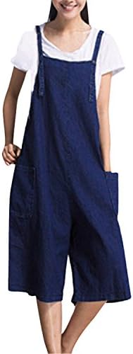 Women's Baggy Overalls Casual Bid Loose Wide Leg Jumpsuit Rompers Pants with Pockets­