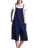 StyleDome Women's Strappy Sleeveless Wide Leg Denim Look Pants Playsuits Pockets Jumpsuit Casual Overalls Rompers