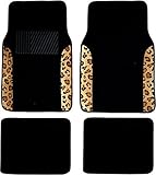 Two Tone 4 Piece Animal Print Floor Mats (Brown Tan Leopard)