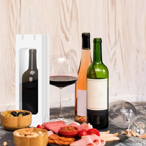 Transparent Wine Bag with Window and Handles - Reusable for Wedding, Party, Christmas - Flower Decoration - Bulk