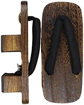 Glasshe Women's Japanese Style Wooden Geta Clogs Sandals Flip Flops Slippers Footwear (Shoes Length9.4, Black)