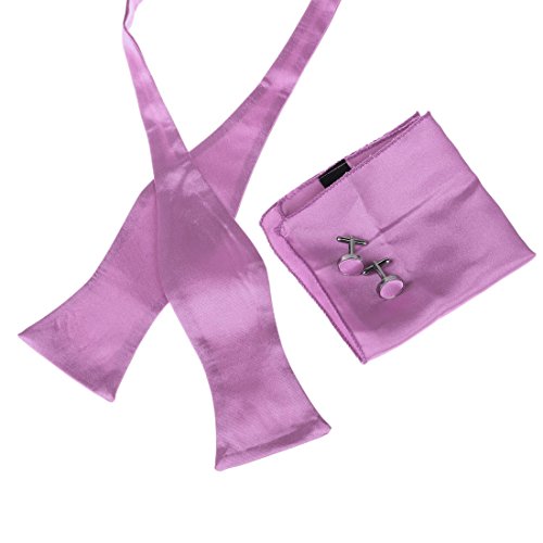 DBB3E01L Medium Orchid Solid Fitted Woven Microfiber Self Tie Bow Tie Hanky Cufflinks Set Bridegrooms Gift By Dan Smith