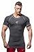 Men's Short Sleeve Tee Compression T Shirt Bodybuilding Workout Slim Fit, Large, Black