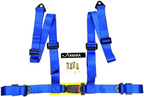 Tanaka Logo Free 4-point Buckle Sports Harness Seat Belt One Set (for one seat) (blue)
