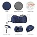 MOICO Travel Pillow 100% Pure Memory Foam，360-Degree Head Support Neck & Cervical Pillows，Machine Washable，Airplane Car Flight Neck Pillow Kit with 3D Sleep Mask, Earplugs, and Luxury Bag (Blue)