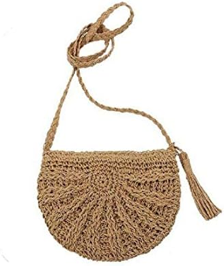 Women Hand-Weaven Summer Beach Purse Straw Rattan Travel Shoulder Bag Ladies Crossbody Bag