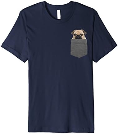 Mens Dog in Your Pocket Tshirt Pug Shirt Medium Navy