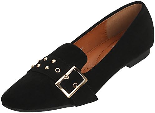 STENFFY Women's Ballet Flats Loafers Classic Rivets Pointed Toe Soft Slip on Glitter Casual Shoes