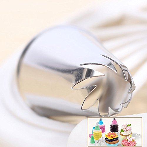 Junlinto Stainless Steel Eight Teeth Drop Rose Flower Icing Piping Tips Nozzle Tool - Thumbnail 2