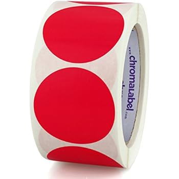 ChromaLabel 2 Inch Round Permanent Color-Code Dot Stickers, 500 per Roll, Red
