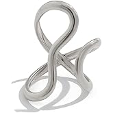 DZSYJKTM Dainty Big Chunky Gold Irregular Wavy Rings for Women, Bold Large Silver Thumb Index Finger Open Ring Non Tarnish Statement Individual Party Jewelry Gift