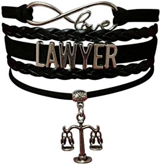Infinity Love Lawyer Balance Charm Bracelet Jewelry Women (Black)
