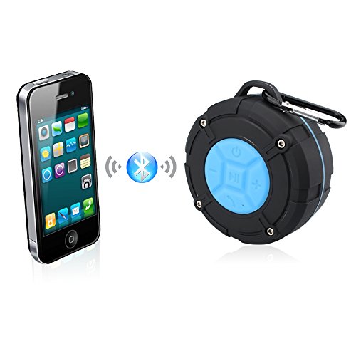 Tsumbay Waterproof Wireless Shower Speakers Portable Speaker with IPX7, Suction Cup, Speakers Buit-in Micphone for Bathroom, Shower, Boat, Pool, Beach, Kitchen, Car, Outdoor --Blue