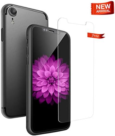 Belking iPhone XR Case, 0.3mm Ultra-thin Matte Case for iPhone XR, 6.1" Anti-Fingerprint iPhone XR Case, Free Tempered Glass iPhone XR Screen Protector - Matte Black
