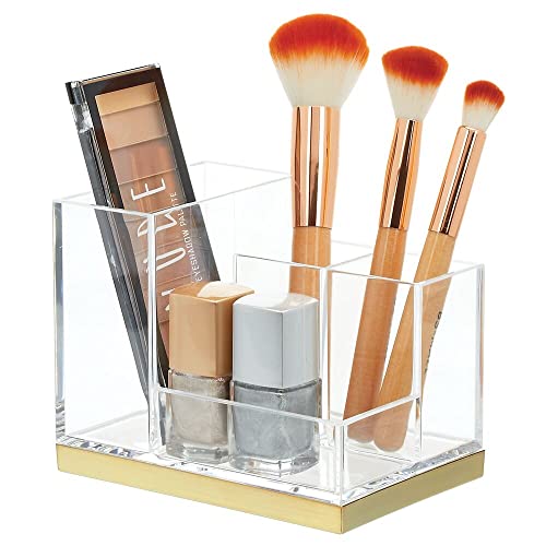 mDesign Plated Toothbrush and Toothpaste Holder Storage Organizer