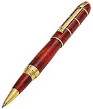 Xezo “Eternal Flame” Hand-Enameled Solid Brass Serialized Fine Rollerball Pen, 18-Karat Gold Plated, Screw-on Cap