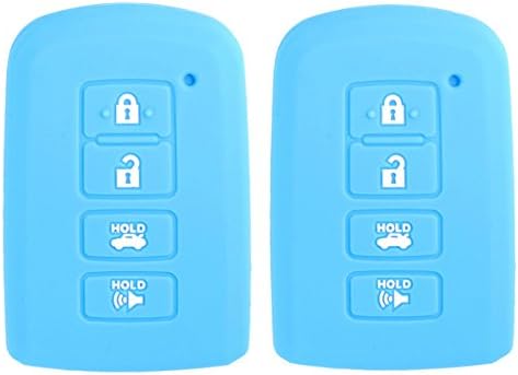 2Pcs WERFDSR Sillicone key fob Skin key Cover Keyless Entry smart Remote Case Protector Shell for 2012 2013 2014 2015 2016 TOYOTA Avalon Camry Corolla Highlander RAV4 Light Blue