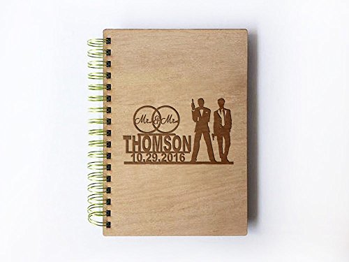 Wedding Guest book (wood) - notebook - Â gay