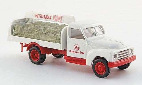 Hanomag L 28 platform for beverages, Henninger Braeu , white, 0, Model Car, Ready-made, Brekina 1:87
