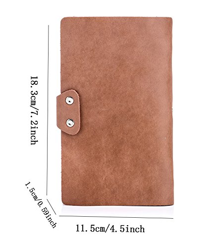 iSuperb Leather Credit Card Holder Case Snap Closure Business ID Card Organizer Pouch Name Card Book with 90 Card Slots 4.5x7.2x0.59 inch (Cameo Brown)