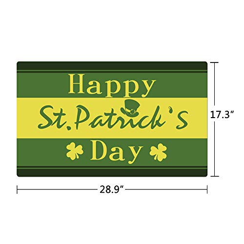 Rubber Welcome Door Mat, Decorative Indoor Outdoor Doormat Non Slip Front Door Mat, Easy to Clean Low Profile Mat for Entry Patio Garage High Traffic Areas, 17.3" x 28.9" (St Patricks Day)