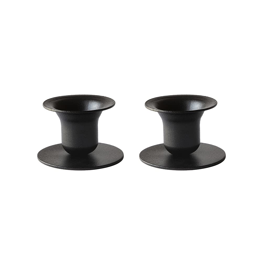 Kunstindustrien®, The Bell Candle Holders, 16 colours available, Minimalistic Candlestick Holders made from iron, Taper Candle Holder for Candles with diameter 21-23mm, 2 pack (Rustic Black)