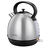 Aicok 709202828916 304 Stainless Steel Electric Kettle 1500W 1.7 Liter, BPA-Free Cooktop, Silver