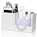 KINGFOM Desk Organizer Office Supplies Caddy Pu Leather Multi-function Storage Box Pen/Pencil,Cell phone, Business Name Cards Remote Control Holder White