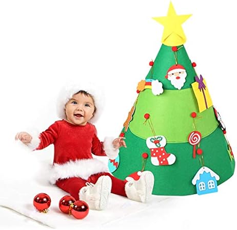 Regali Di Natale Per Bambini Fai Da Te.Edhua Albero Di Natale Fai Da Te In Feltro Decorazioni Staccabili Riutilizzabili E Facili Da Appendere E Decorare Per Bambini Regali Di Natale Per La Casa O La Porta Della Parete Amazon It