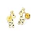 14k Gold Plated Brass Giraffe Cubic Zirconia Screwback Baby Girls Earrings with Sterling Silver Post
