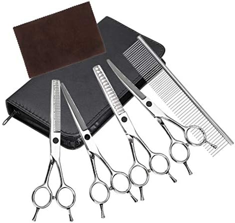 Sumnacon 新版 トリミングシザー セット ステンレス ペット 犬 猫 トリミング シザー 美容 工具 ハサミ スキバサミ カーブ 7点セット ケース付け 散髪 セニングシザー アウトレットセール 特集 理髪