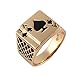 Mens Vintage Fashion Ring Black Gold Plated Enamel Spades Poker Ring
