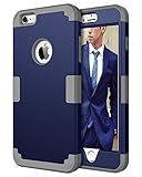 BENTOBEN iPhone 6 Plus Case, iPhone 6S Plus Case, 3 in 1 Hybrid Case for iPhone 6/6S Plus 5.5 Inch Shockproof Hard Cover PC + Soft Silicone Interior Scratch Protective Combo Covers Blue&Grey